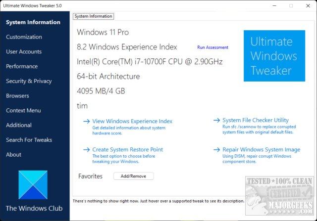 Ultimate Windows Tweaker 5.1 for windows download